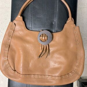 Adrienne Vittadi Tan Leather Studded Women's Bag